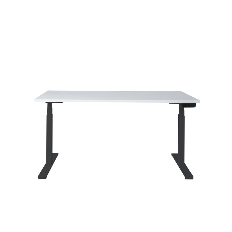 Ergonomisch elektrisch zit-sta bureau met wit blad en zwart frame, strak design. - Elektrisch Zit-Sta Bureau OFI DYNAMO – NPR 1813 & Ergonomisch - Office Furniture Interior
