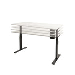 Ergonomisch elektrisch zit-sta bureau met wit blad en zwart frame, verstelbaar in hoogte. - Elektrisch Zit-Sta Bureau OFI DYNAMO – NPR 1813 & Ergonomisch - Office Furniture Interior