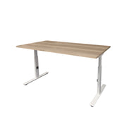 Verstelbaar ergonomisch bureau met licht eikenhouten blad en wit frame, 120x80 cm. - Verstelbaar Bureau OFI CORE – Ergonomisch - Office Furniture Interior