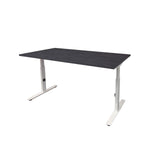 Ergonomisch verstelbaar bureau met zwart blad en wit frame, moderne strakke vormgeving. - Verstelbaar Bureau OFI CORE – Ergonomisch - Office Furniture Interior