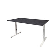 Ergonomisch verstelbaar bureau met zwart blad en wit frame, moderne strakke vormgeving. - Verstelbaar Bureau OFI CORE – Ergonomisch - Office Furniture Interior