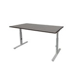 Verstelbaar ergonomisch bureau met zwart blad en lichtgrijs frame, strak en modern design. - Verstelbaar Bureau OFI CORE – Ergonomisch - Office Furniture Interior