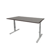 Verstelbaar ergonomisch bureau met zwart blad en lichtgrijs frame, strak en modern design. - Verstelbaar Bureau OFI CORE – Ergonomisch - Office Furniture Interior