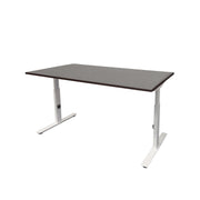 Ergonomisch verstelbaar bureau met zwart blad en witte metalen poten, strak design. - Verstelbaar Bureau OFI CORE – Ergonomisch - Office Furniture Interior