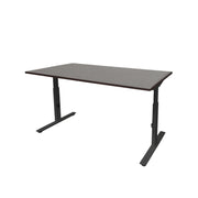 Ergonomisch verstelbaar bureau met zwart metalen frame en donker tafelblad in moderne stijl. - Verstelbaar Bureau OFI CORE – Ergonomisch - Office Furniture Interior