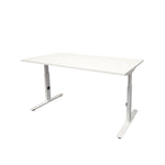 Ergonomisch verstelbaar bureau met wit blad en wit frame, strak en modern design. - Verstelbaar Bureau OFI CORE – Ergonomisch - Office Furniture Interior