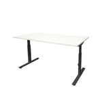 Ergonomisch verstelbaar bureau met zwart frame en wit blad, strak en modern design. - Verstelbaar Bureau OFI CORE – Ergonomisch - Office Furniture Interior