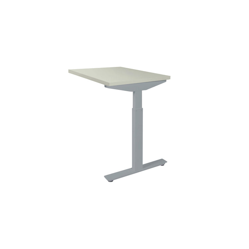 Grijs ergonomisch verlengstuk bureau met verstelbaar frame en lichte werkbladkleur. - Verlengstuk voor OFI Bureaus OFI CONNECT - Modulaire Uitbreiding - Office Furniture Interior