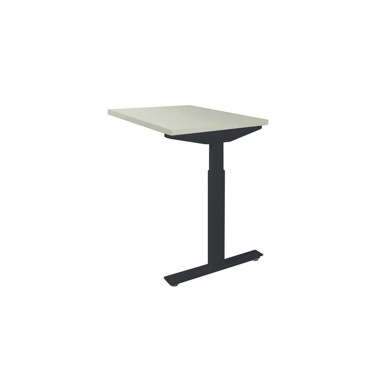Ergonomisch verstelbaar bureau met zwart metalen frame en lichtgrijs tafelblad, 80x60 cm. - Verlengstuk voor OFI Bureaus OFI CONNECT - Modulaire Uitbreiding - Office Furniture Interior