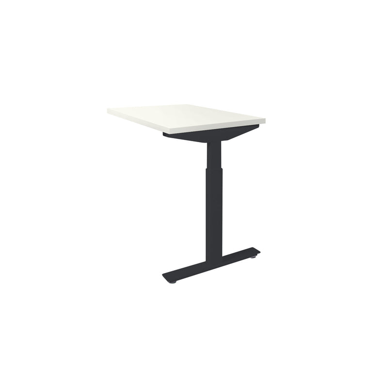 Ergonomisch verstelbaar bureaublad met zwarte metalen poten en wit tafelblad. - Verlengstuk voor OFI Bureaus OFI CONNECT - Modulaire Uitbreiding - Office Furniture Interior