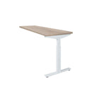 Ergonomisch wit bureau verlengstuk met licht houten blad en verstelbare metalen poot. - Verlengstuk voor OFI Bureaus OFI CONNECT - Modulaire Uitbreiding - Office Furniture Interior