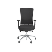 Ergonomische zwarte bureaustoel met hoge rugleuning en verstelbare armleuningen, chroom onderstel met wielen. - Bureaustoel OFI PRIME – Ergonomisch NPR 1813 - Office Furniture Interior
