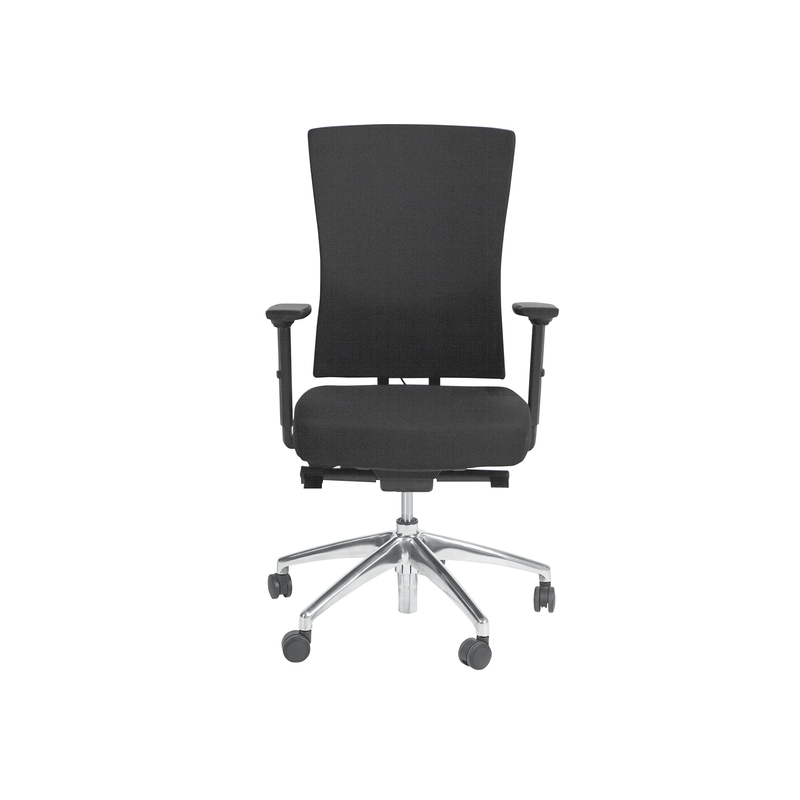 Ergonomische zwarte bureaustoel met hoge rugleuning en verstelbare armleuningen, chroom onderstel met wielen. - Bureaustoel OFI PRIME – Ergonomisch NPR 1813 - Office Furniture Interior