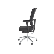 Ergonomische zwarte bureaustoel met verstelbare armleuningen en chromen vijf-sterren voet en wieltjes. - Bureaustoel OFI PRIME – Ergonomisch NPR 1813 - Office Furniture Interior