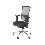 Ergonomische bureaustoel met zwart mesh rugleuning en chrome frame, verstelbare armleuningen. - Bureaustoel OFI FLEX – Ergonomisch NPR 1813 - Office Furniture Interior