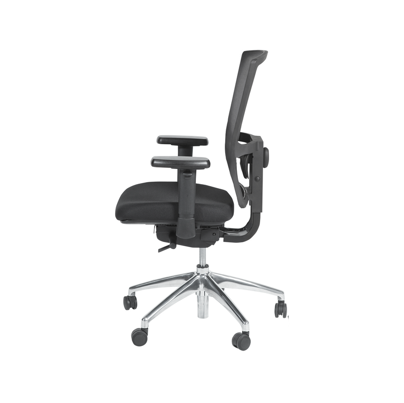 Ergonomische bureaustoel met zwarte mesh rugleuning en chromen onderstel. - Bureaustoel OFI FLEX – Ergonomisch NPR 1813 - Office Furniture Interior