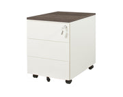 Ergonomisch wit ladeblok verrijdbaar met vierkante vorm en donkerhouten bovenblad. - Ladeblok Verrijdbaar (Vierkant) OFI CUBE - Office Furniture Interior