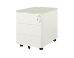 Witte ergonomische ladeblok verrijdbaar met drie lades en slot, modern design. - Ladeblok Verrijdbaar (Vierkant) OFI CUBE - Office Furniture Interior