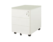 Witte ergonomische ladeblok verrijdbaar met drie lades en slot, modern design. - Ladeblok Verrijdbaar (Vierkant) OFI CUBE - Office Furniture Interior