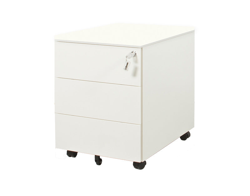 Wit ergonomisch ladeblok verrijdbaar met drie lades en wieltjes. - Ladeblok Verrijdbaar (Vierkant) OFI CUBE - Office Furniture Interior
