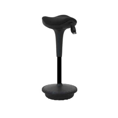 Ergonomische zwarte zit-stahulp met zadelzitting en ronde stabiele basis. - Zit-stahulp / Kruk OFI RISE – Ergonomisch - Office Furniture Interior