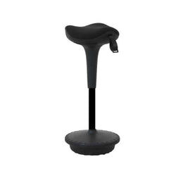 Ergonomische zwarte zit-stahulp met zadelzitting en ronde stabiele basis. - Zit-stahulp / Kruk OFI RISE – Ergonomisch - Office Furniture Interior