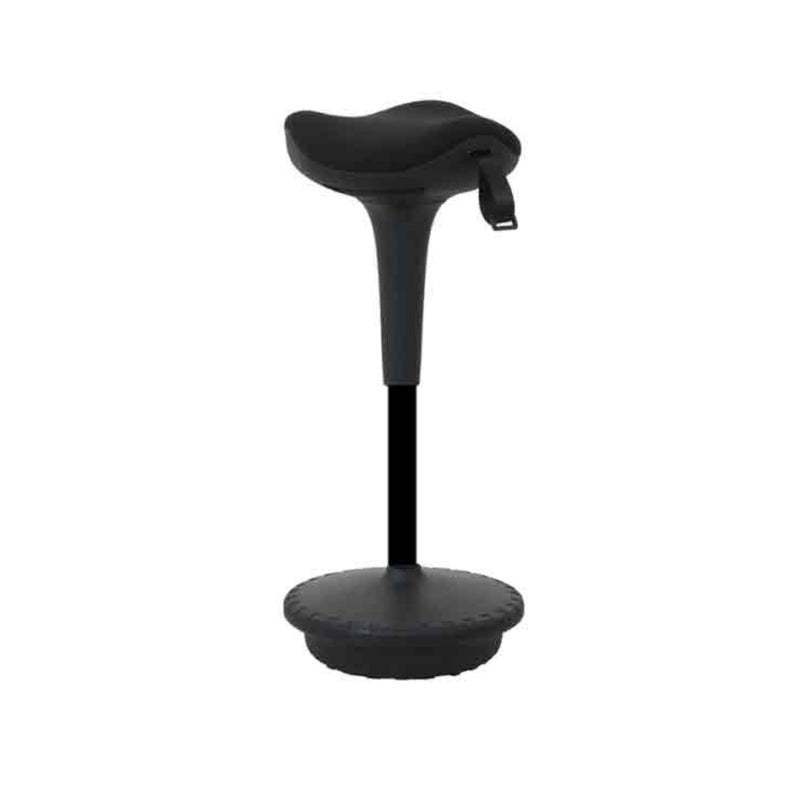 Ergonomische zwarte zit-stahulp met zadelzitting en ronde stabiele basis. - Zit-stahulp / Kruk OFI RISE – Ergonomisch - Office Furniture Interior